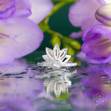 Load image into Gallery viewer, I Am Divinely Guided: 111 Angel Number Silver Lotus Ring

