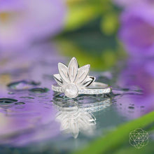Load image into Gallery viewer, I Am Divinely Guided: 111 Angel Number Silver Lotus Ring
