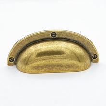 Load image into Gallery viewer, Cup Drawer Pulls &quot;Amalfi&quot; in Antique Brass
