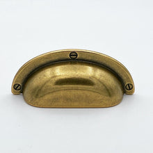 Load image into Gallery viewer, Cup Drawer Pulls &quot;Amalfi&quot; in Antique Brass
