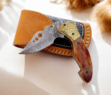Load image into Gallery viewer, Custom Handmade Damascus Steel Pocket Knife - 3&quot; Blade

