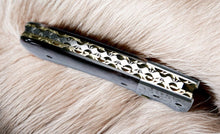 Load image into Gallery viewer, Custom Handmade Damascus Pocket Knife – Colored Bone Handle
