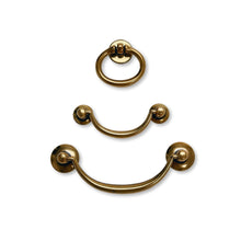 Load image into Gallery viewer, Brass Ring Pulls &quot;Bail&quot; Antique Brass Hardware
