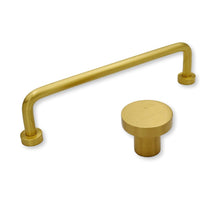 Carregar imagem no visualizador da galeria, Brushed Brass &quot;Lounge&quot; Cabinet Knob and Wire Drawer Pulls
