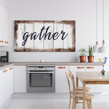 Load image into Gallery viewer, Gather Canvas Sign, Gather Wood Sign, Dining Room Sign, Large Gather Sign, Fall Sign, Gather, Canvas And Wood Signs, Wooden Signs
