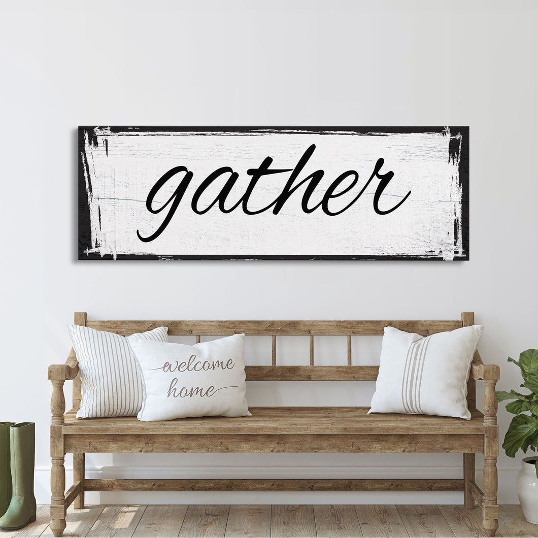 Gather Canvas Sign Gather Sign Large Gather Wood Sign Gather Sign Canvas Wood Dining Room Signs Dining Room Wall Decor Thanksgiving Signs