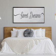 Load image into Gallery viewer, Sweet Dreams Sign, Large Bedroom Wall Decor over the Bed, Farmhouse Decor, Wall Art Decor, Canvas Print, Bedroom Wall Decor
