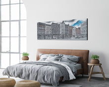 Cargar imagen en el visor de la galería, City Buildings Canvas Print, Large Urban Art Print, City Art, Row Of Buildings, Streetscape, Skyline, Panoramic, Wall Art, Canvas Print
