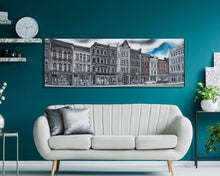 Cargar imagen en el visor de la galería, City Buildings Canvas Print, Large Urban Art Print, City Art, Row Of Buildings, Streetscape, Skyline, Panoramic, Wall Art, Canvas Print
