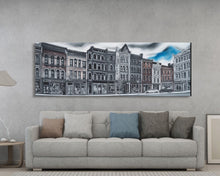 Cargar imagen en el visor de la galería, City Buildings Canvas Print, Large Urban Art Print, City Art, Row Of Buildings, Streetscape, Skyline, Panoramic, Wall Art, Canvas Print
