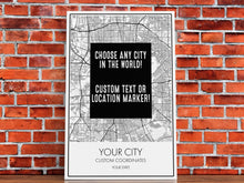 Cargar imagen en el visor de la galería, Choose Any City - Custom Map Art - Office Decor Travel Gift Custom Map City Canvas Print Home Town Streets Map Art Wall Poster Gift
