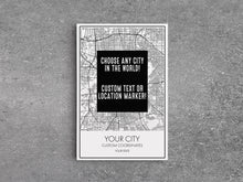 Cargar imagen en el visor de la galería, Choose Any City - Custom Map Art - Office Decor Travel Gift Custom Map City Canvas Print Home Town Streets Map Art Wall Poster Gift
