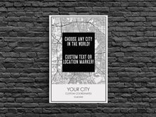 Cargar imagen en el visor de la galería, Choose Any City - Custom Map Art - Office Decor Travel Gift Custom Map City Canvas Print Home Town Streets Map Art Wall Poster Gift
