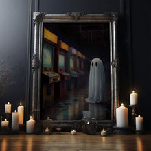 Carregar imagem no visualizador da galeria, Ghost in an Abandoned Arcade, Nostalgia Canvas, Art Canvas Print, Dark Academia, Gothic Retro, Game Room Art, Halloween Decoration
