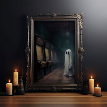 Carregar imagem no visualizador da galeria, Ghost in an Abandoned Arcade, Nostalgia Canvas, Art Canvas Print, Dark Academia, Gothic Retro, Game Room Art, Halloween Decoration
