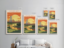 Load image into Gallery viewer, Gateway Arch National Park Missouri Travel Art, National Park Print, Minimalist Travel Art, Midcentury Modern Style Landscape Painting
