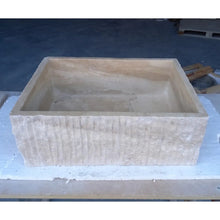 Load image into Gallery viewer, Travertine Rectangular Sink Natural Stone Above Vanity Bathroom Sink (W)23&quot; (D)18&quot; (H)8&quot;
