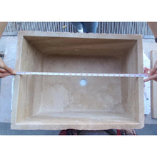 Load image into Gallery viewer, Travertine Rectangular Sink Natural Stone Above Vanity Bathroom Sink (W)23&quot; (D)18&quot; (H)8&quot;
