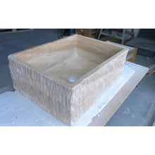 Load image into Gallery viewer, Travertine Rectangular Sink Natural Stone Above Vanity Bathroom Sink (W)23&quot; (D)18&quot; (H)8&quot;
