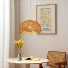 Load image into Gallery viewer, Arturesthome Indoor Hanging Ceiling Light Fixture, Hand Woven Vintage Lotus Flower Pendant Lamp Chandelier for Kitchen Living Room Bedroom Crafts Lampshade

