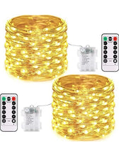 Load image into Gallery viewer, 2PK Solar String Lights Outdoor Copper Wire, Waterproof Solar Fairy Lights with 8 Lighting Modes
