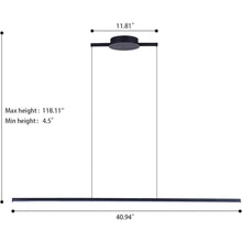 Load image into Gallery viewer, Zicbol Kitchen Island Pendant Lighting 40.94 Inch Linear Light Fixture Chandelier 16W 3000K Warm Light Dimmable LED Hanging Light Fixture for Dining Room, Kitchen, Breakfast Bar, Living Room Black
