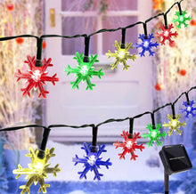 Load image into Gallery viewer, 33Ft Solar Snowflake Twinkle Star String Lights, 100 LED Outdoor 8 Lighting Modes &amp; Waterproof
