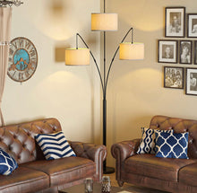Load image into Gallery viewer, Modern Arc Floor Lamp w/ Marble Base -- 3 Lights Hanging Over The Couch from Behind - Multi Head Arching Tree Lamp -Oil Rubbed Bronze
