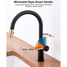 Load image into Gallery viewer, Darnok 79723BX Mia Kitchen Sink Faucet with Pull Down Sprayer, Matte Black/Luxe Gold
