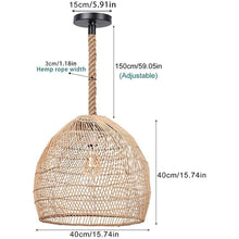 Load image into Gallery viewer, WalmHomie Hand Woven Pendant Light Rattan Lamp Shade,Rope Lamp

