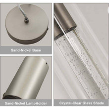 Carregar imagem no visualizador da galeria, huong son Bubble Glass Pendant Lights Sand-Nickel Brushed, Mini Cylinder Pendant Light Fixture with Glass Shade, Indoor Pendant Lighting Adjustable Length, GU10 4000K LED Bulb Included, 3 Pack
