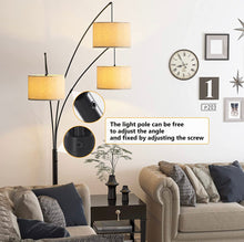 Load image into Gallery viewer, Modern Arc Floor Lamp w/ Marble Base -- 3 Lights Hanging Over The Couch from Behind - Multi Head Arching Tree Lamp -Oil Rubbed Bronze
