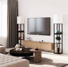 Cargar imagen en el visor de la galería, Floor Lamp Charger - Shelf Floor Lamp with USB Charging Ports and Electric Outlet

