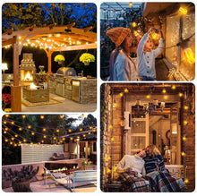 Load image into Gallery viewer, 27Ft Solar Flickering LED Bulbs - Solar Panel Powered Hanging String Lights -12 Bulbs
