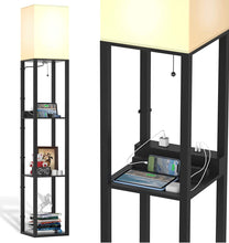 Cargar imagen en el visor de la galería, Floor Lamp Charger - Shelf Floor Lamp with USB Charging Ports and Electric Outlet

