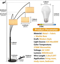 Load image into Gallery viewer, Modern Arc Floor Lamp w/ Marble Base -- 3 Lights Hanging Over The Couch from Behind - Multi Head Arching Tree Lamp -Oil Rubbed Bronze
