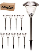 Cargar imagen en el visor de la galería, Energizer 10 Pack Solar LED Pathway Lights Outdoor-Stainless Steel
