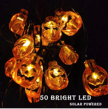 Load image into Gallery viewer, 33Ft Solar Powered Pumpkin Halloween String Lights 50 LED with 8 Lighting Modes
