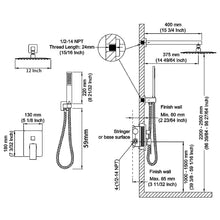 Load image into Gallery viewer, Shower System Shower Faucet Combo Set Wall Mounted with 12&quot; Rainfall Shower Head and handheld shower faucet, Brushed Nickel Finish with Brass Valve Rough-In
