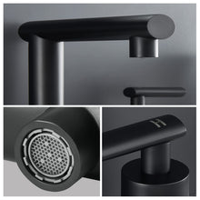 Carregar imagem no visualizador da galeria, Matte Black Widespread Bathroom Faucet, Waterfall Bathroom Faucets for Sink 3 Hole, 2-Handles Modern Vanity Faucet with Pop Up Drain Assembly and Lead-Free Supply Hose,8-Inch
