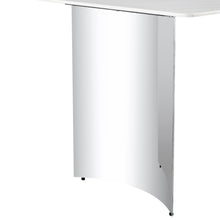 Load image into Gallery viewer, Modern minimalist dining table. White imitation marble glass sticker desktop, stainless steel legs, stable and beautiful. Suitable for living room and dining room 63&quot; x35.4&quot; x29.5&quot; DT-69
