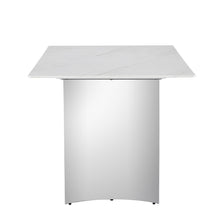 Load image into Gallery viewer, Modern minimalist dining table. White imitation marble glass sticker desktop, stainless steel legs, stable and beautiful. Suitable for living room and dining room 63&quot; x35.4&quot; x29.5&quot; DT-69
