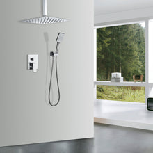 Load image into Gallery viewer, Shower Faucet Set System Ceiling Shower Faucets Sets Complet with Rough-in Valve, 10 Inches High Pressure Rain Shower Head and Handheld
