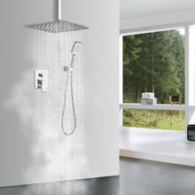 Load image into Gallery viewer, Shower Faucet Set System Ceiling Shower Faucets Sets Complet with Rough-in Valve, 10 Inches High Pressure Rain Shower Head and Handheld
