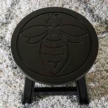 Load image into Gallery viewer, Carved Wooden Step Stool, Queen Bee, Espresso
