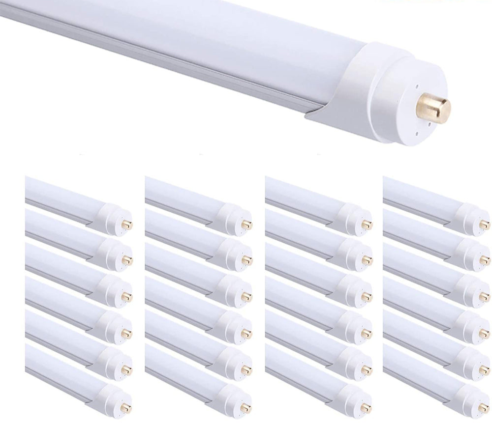 8FT LED Tube Light - 40W, 4000K, 4800 Lumens, Frosted Cover, FA8 Single Pin, Single/Double End Power, 120-277V