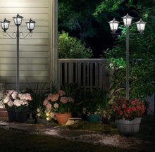 Load image into Gallery viewer, 3 Fixture Outdoor Solar LED Lamp Post With 50 Lumen - 72Inch
