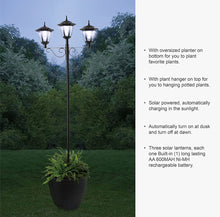 Load image into Gallery viewer, 3 Fixture Outdoor Solar LED Lamp Post With 50 Lumen - 72Inch
