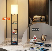 Cargar imagen en el visor de la galería, Floor Lamp Charger - Shelf Floor Lamp with USB Charging Ports and Electric Outlet
