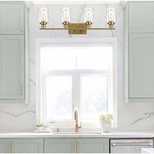 Cargar imagen en el visor de la galería, Vanity Lights Fixtures TULUCE 4 Light Bathroom Light Brass Gold Wall Light with Clear Glass Shade, Modern Bathroom Wall Sconce Lighting for Bath, Living Room, Bedroom, Stairs, Gallery, Restaurant

